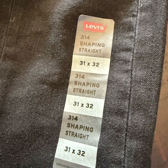 Levi’s 314 Shaping Straight Black Denim Jeans cut front ankle slit design - Picture 5 of 5